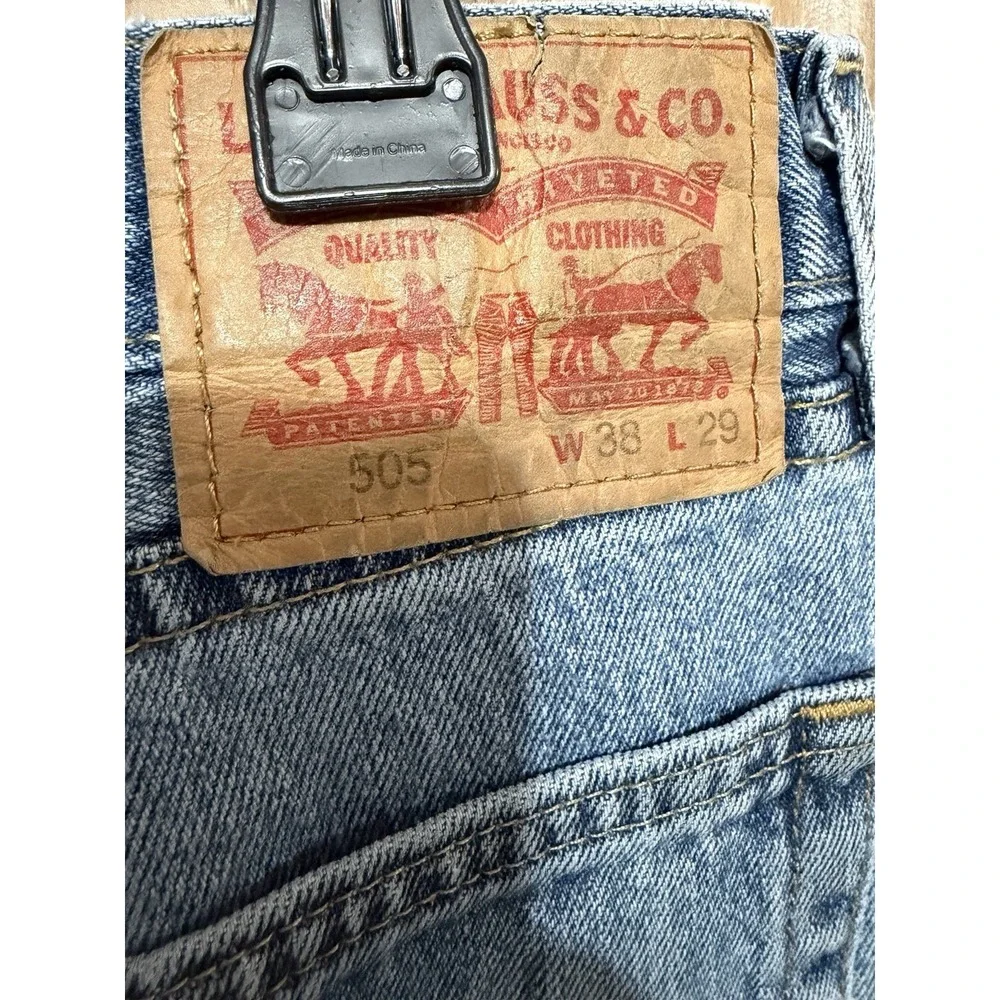 Levis 505 Jeans Mens 38x29 Blue Regular‎ Straight Light Wash Denim Pants